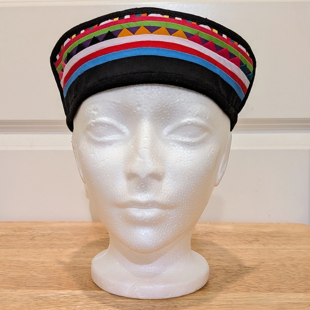 NWOT Beckwoman M 100% Cotton Handmade Striped Smoking  Cap